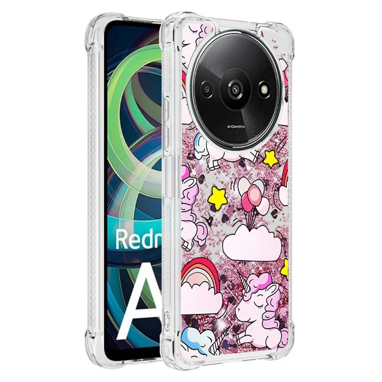 YB Quicksand Series-2 For Xiaomi Redmi A3 Case Glitter Bling Flowing TPU Pattern Phone Cover