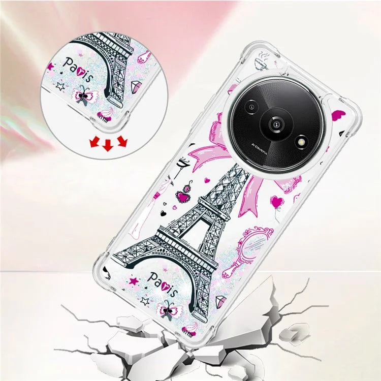 YB Quicksand Series-2 For Xiaomi Redmi A3 Case Glitter Bling Flowing TPU Pattern Phone Cover