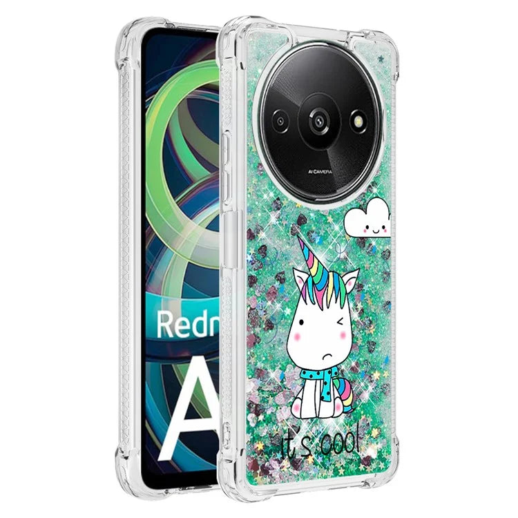 YB Quicksand Series-2 For Xiaomi Redmi A3 Case Glitter Bling Flowing TPU Pattern Phone Cover