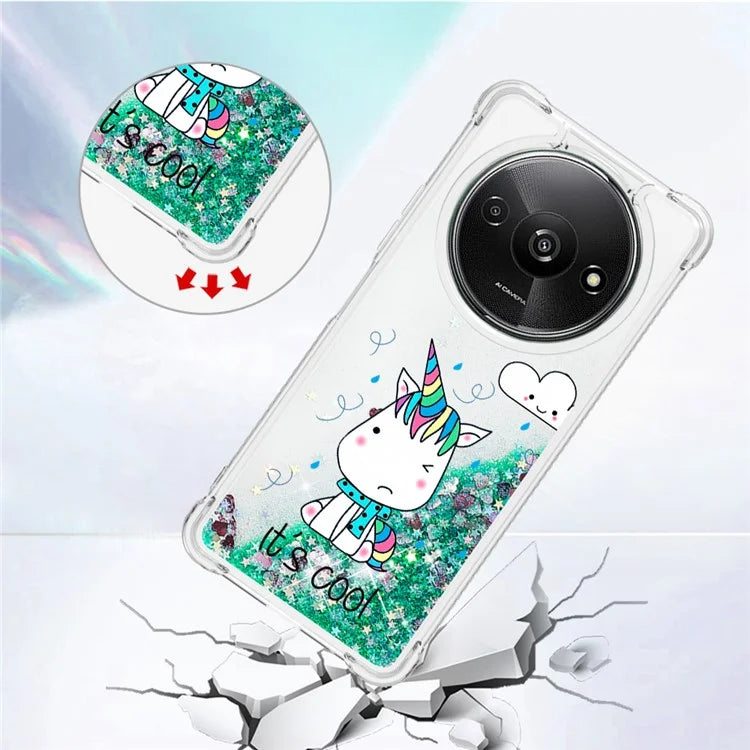 YB Quicksand Series-2 For Xiaomi Redmi A3 Case Glitter Bling Flowing TPU Pattern Phone Cover