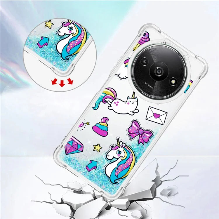 YB Quicksand Series-2 For Xiaomi Redmi A3 Case Glitter Bling Flowing TPU Pattern Phone Cover