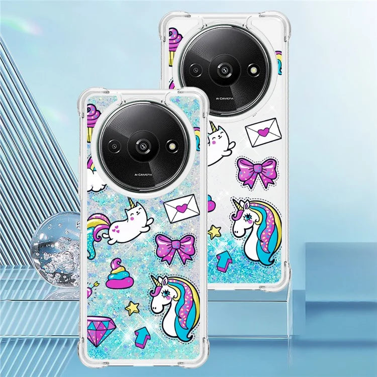 YB Quicksand Series-2 For Xiaomi Redmi A3 Case Glitter Bling Flowing TPU Pattern Phone Cover