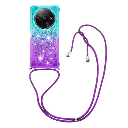 YB Quicksand Series-6 for Xiaomi Redmi A3 Case Glitter TPU Sequin Phone Cover with Lanyard