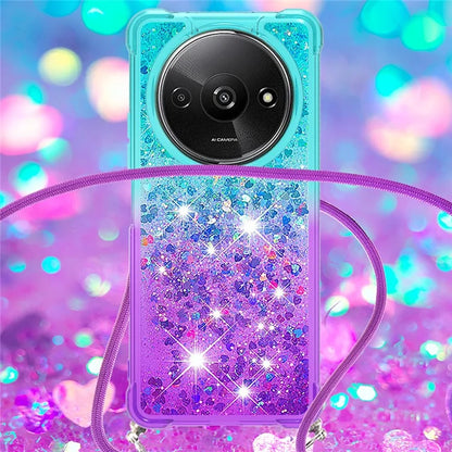 YB Quicksand Series-6 for Xiaomi Redmi A3 Case Glitter TPU Sequin Phone Cover with Lanyard