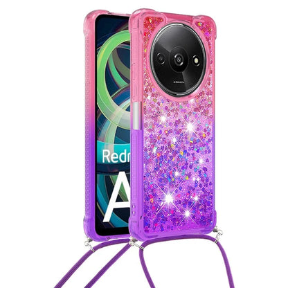 YB Quicksand Series-6 for Xiaomi Redmi A3 Case Glitter TPU Sequin Phone Cover with Lanyard
