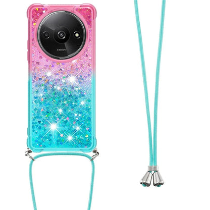 YB Quicksand Series-6 for Xiaomi Redmi A3 Case Glitter TPU Sequin Phone Cover with Lanyard