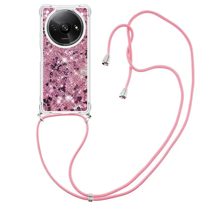 YB Quicksand Series-4 For Xiaomi Redmi A3 TPU Case Sequins Phone Cover with Lanyard