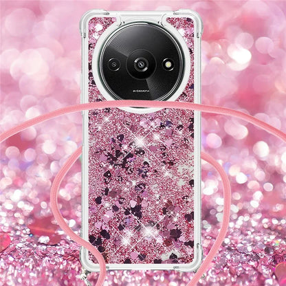 YB Quicksand Series-4 For Xiaomi Redmi A3 TPU Case Sequins Phone Cover with Lanyard