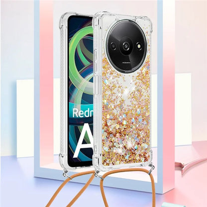 YB Quicksand Series-4 For Xiaomi Redmi A3 TPU Case Sequins Phone Cover with Lanyard
