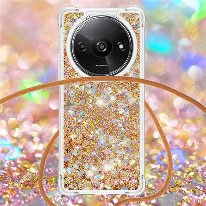 YB Quicksand Series-4 For Xiaomi Redmi A3 TPU Case Sequins Phone Cover with Lanyard
