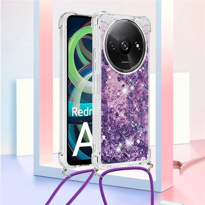 YB Quicksand Series-4 For Xiaomi Redmi A3 TPU Case Sequins Phone Cover with Lanyard