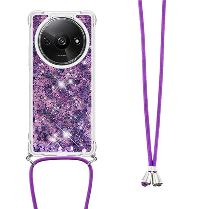 YB Quicksand Series-4 For Xiaomi Redmi A3 TPU Case Sequins Phone Cover with Lanyard