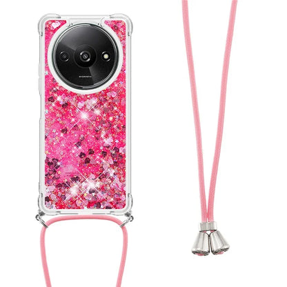 YB Quicksand Series-4 For Xiaomi Redmi A3 TPU Case Sequins Phone Cover with Lanyard