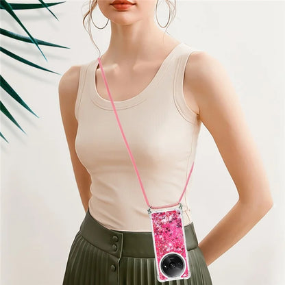 YB Quicksand Series-4 For Xiaomi Redmi A3 TPU Case Sequins Phone Cover with Lanyard