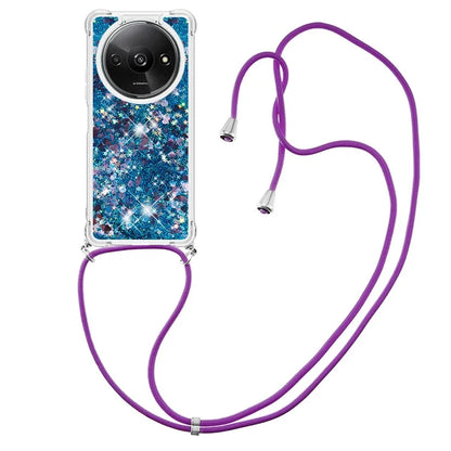 YB Quicksand Series-4 For Xiaomi Redmi A3 TPU Case Sequins Phone Cover with Lanyard