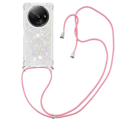 YB Quicksand Series-4 For Xiaomi Redmi A3 TPU Case Sequins Phone Cover with Lanyard