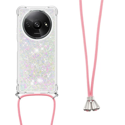 YB Quicksand Series-4 For Xiaomi Redmi A3 TPU Case Sequins Phone Cover with Lanyard