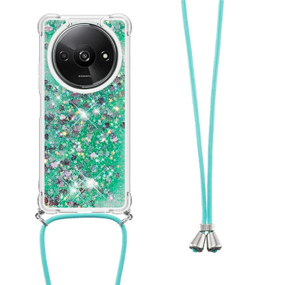 YB Quicksand Series-4 For Xiaomi Redmi A3 TPU Case Sequins Phone Cover with Lanyard
