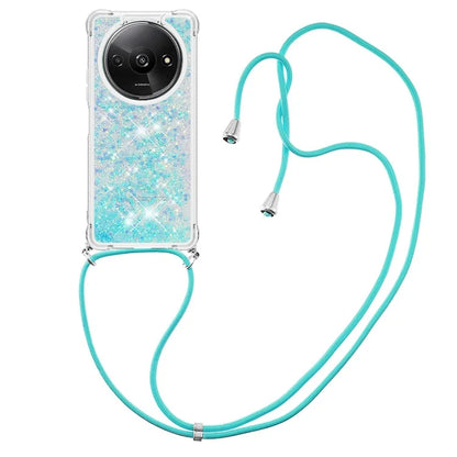 YB Quicksand Series-4 For Xiaomi Redmi A3 TPU Case Sequins Phone Cover with Lanyard