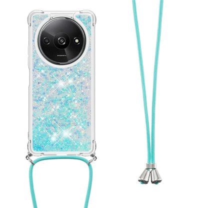 YB Quicksand Series-4 For Xiaomi Redmi A3 TPU Case Sequins Phone Cover with Lanyard