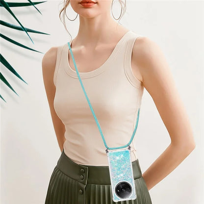 YB Quicksand Series-4 For Xiaomi Redmi A3 TPU Case Sequins Phone Cover with Lanyard