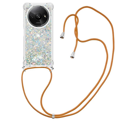 YB Quicksand Series-4 For Xiaomi Redmi A3 TPU Case Sequins Phone Cover with Lanyard