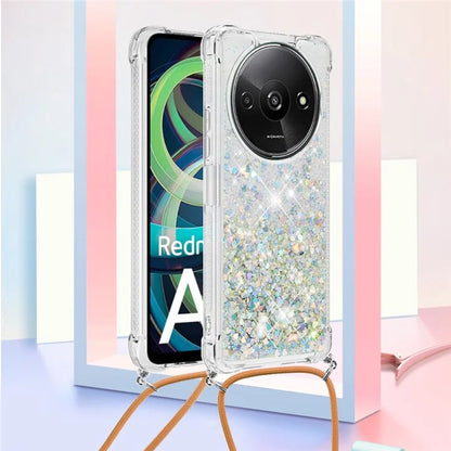 YB Quicksand Series-4 For Xiaomi Redmi A3 TPU Case Sequins Phone Cover with Lanyard