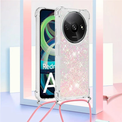 YB Quicksand Series-4 For Xiaomi Redmi A3 TPU Case Sequins Phone Cover with Lanyard