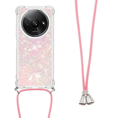 YB Quicksand Series-4 For Xiaomi Redmi A3 TPU Case Sequins Phone Cover with Lanyard