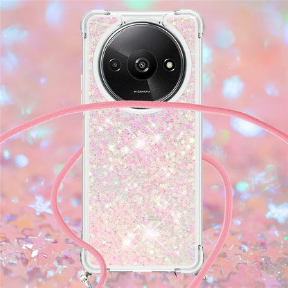 YB Quicksand Series-4 For Xiaomi Redmi A3 TPU Case Sequins Phone Cover with Lanyard