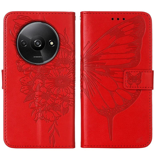YB Imprinting Series-4 For Xiaomi Redmi A3 Case Butterfly Flip PU Leather Stand Phone Cover