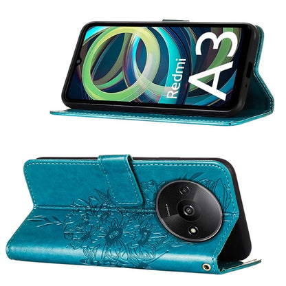 YB Imprinting Series-4 For Xiaomi Redmi A3 Case Butterfly Flip PU Leather Stand Phone Cover
