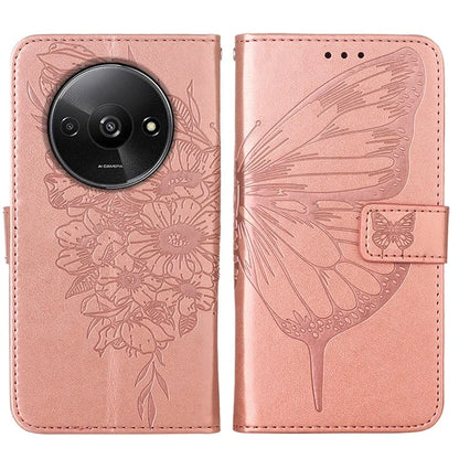YB Imprinting Series-4 For Xiaomi Redmi A3 Case Butterfly Flip PU Leather Stand Phone Cover