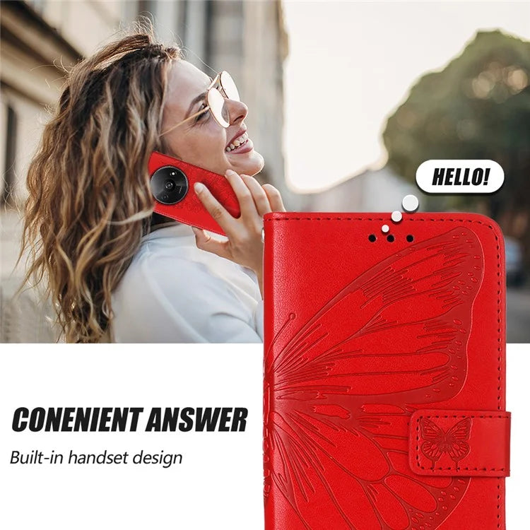 YB Imprinting Series-4 For Xiaomi Redmi A3 Case Butterfly Flip PU Leather Stand Phone Cover