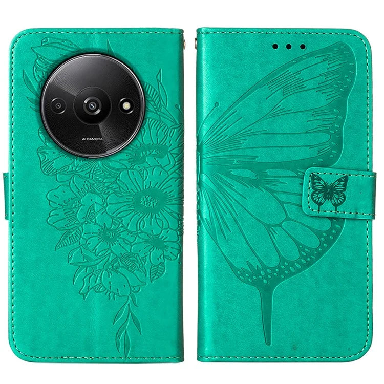 YB Imprinting Series-4 For Xiaomi Redmi A3 Case Butterfly Flip PU Leather Stand Phone Cover