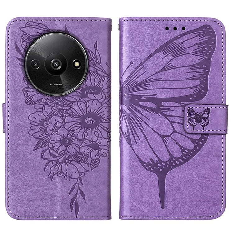 YB Imprinting Series-4 For Xiaomi Redmi A3 Case Butterfly Flip PU Leather Stand Phone Cover
