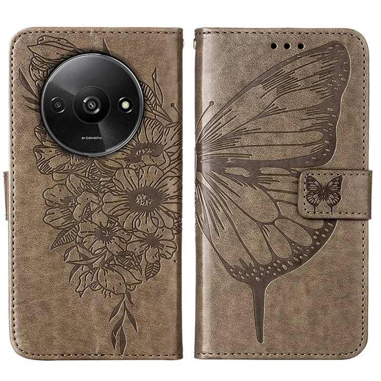 YB Imprinting Series-4 For Xiaomi Redmi A3 Case Butterfly Flip PU Leather Stand Phone Cover