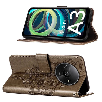 YB Imprinting Series-4 For Xiaomi Redmi A3 Case Butterfly Flip PU Leather Stand Phone Cover