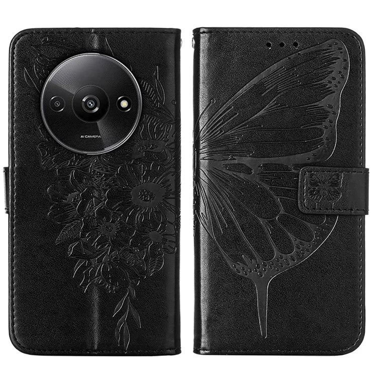 YB Imprinting Series-4 For Xiaomi Redmi A3 Case Butterfly Flip PU Leather Stand Phone Cover