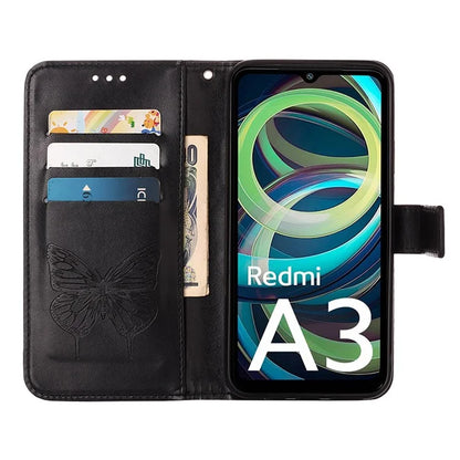 YB Imprinting Series-4 For Xiaomi Redmi A3 Case Butterfly Flip PU Leather Stand Phone Cover