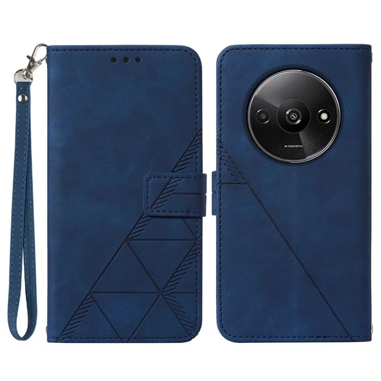 YB Imprinting Series-1 For Xiaomi Redmi A3 Case Line Pattern Protective Leather Wallet Phone Cover