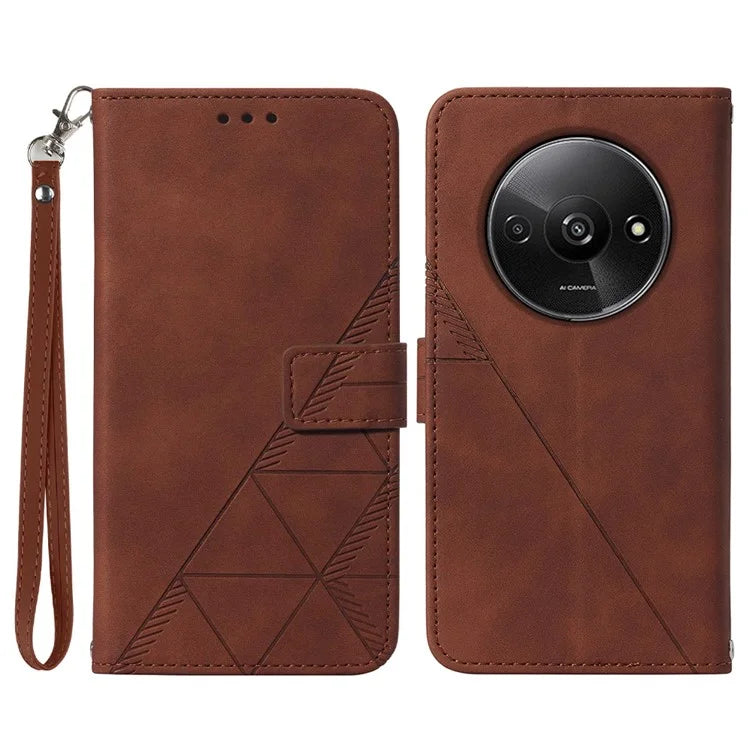 YB Imprinting Series-1 For Xiaomi Redmi A3 Case Line Pattern Protective Leather Wallet Phone Cover