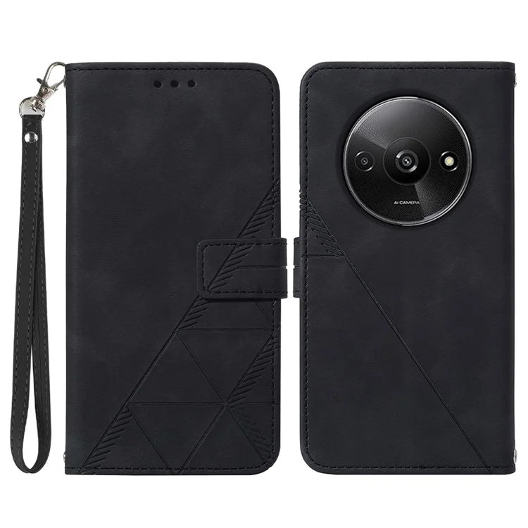 YB Imprinting Series-1 For Xiaomi Redmi A3 Case Line Pattern Protective Leather Wallet Phone Cover