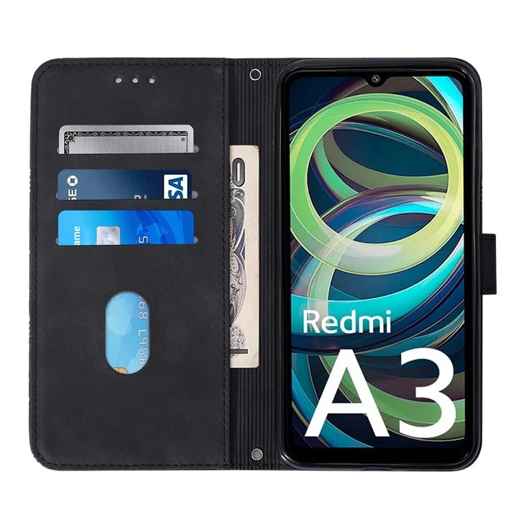 YB Imprinting Series-1 For Xiaomi Redmi A3 Case Line Pattern Protective Leather Wallet Phone Cover