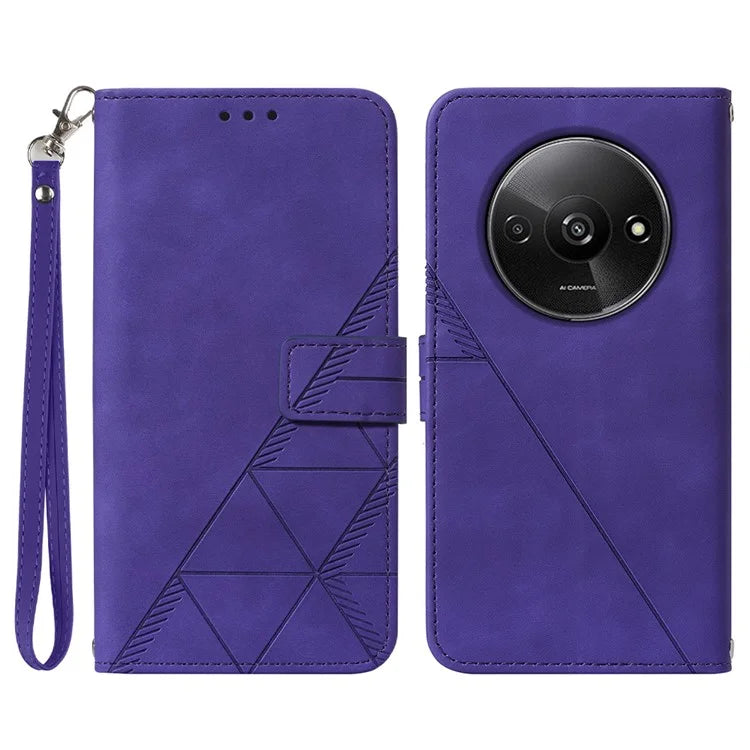 YB Imprinting Series-1 For Xiaomi Redmi A3 Case Line Pattern Protective Leather Wallet Phone Cover
