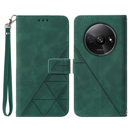 YB Imprinting Series-1 For Xiaomi Redmi A3 Case Line Pattern Protective Leather Wallet Phone Coverish Green