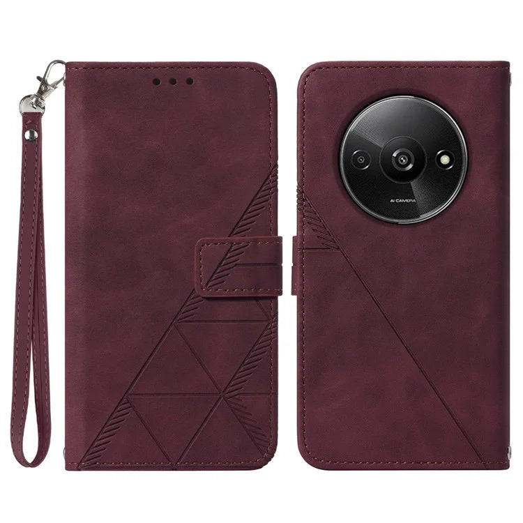 YB Imprinting Series-1 For Xiaomi Redmi A3 Case Line Pattern Protective Leather Wallet Phone Cover
