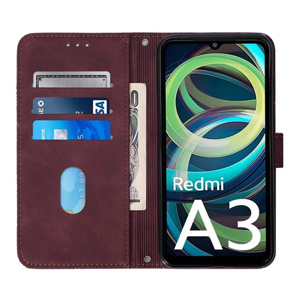YB Imprinting Series-1 For Xiaomi Redmi A3 Case Line Pattern Protective Leather Wallet Phone Cover