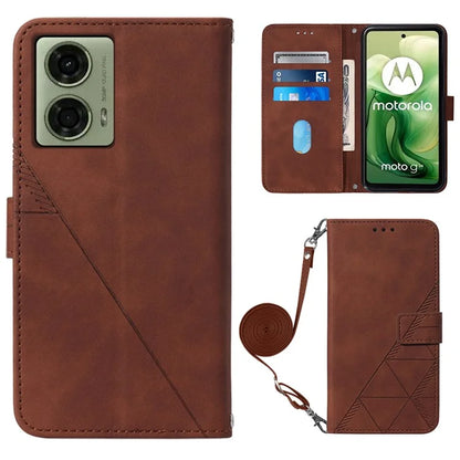 YB Imprinting Series-2 for Motorola Moto G04 4G / G24 4G Case Crossbody Lanyard PU Leather Phone Cover