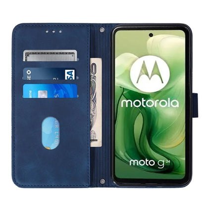 YB Imprinting Series-2 for Motorola Moto G04 4G / G24 4G Case Crossbody Lanyard PU Leather Phone Cover